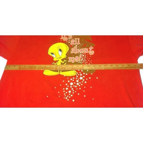 Tweety Bird T Shirt 2XL Size Red Stars Glitter Its All About Me Vintage USA - Picture 4 of 16